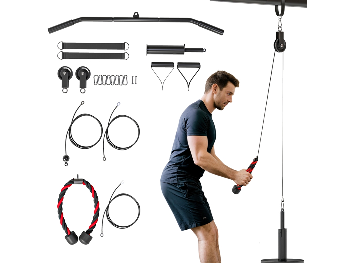 Sistema Polley para jalones laterales en polea alta, equipo de entrenamiento de fuerza. Ejercitador de brazos con cable para uso doméstico.
