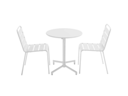 Conjunto De Mesa Y 2 Sillas De Jardín En Metal Blanco.