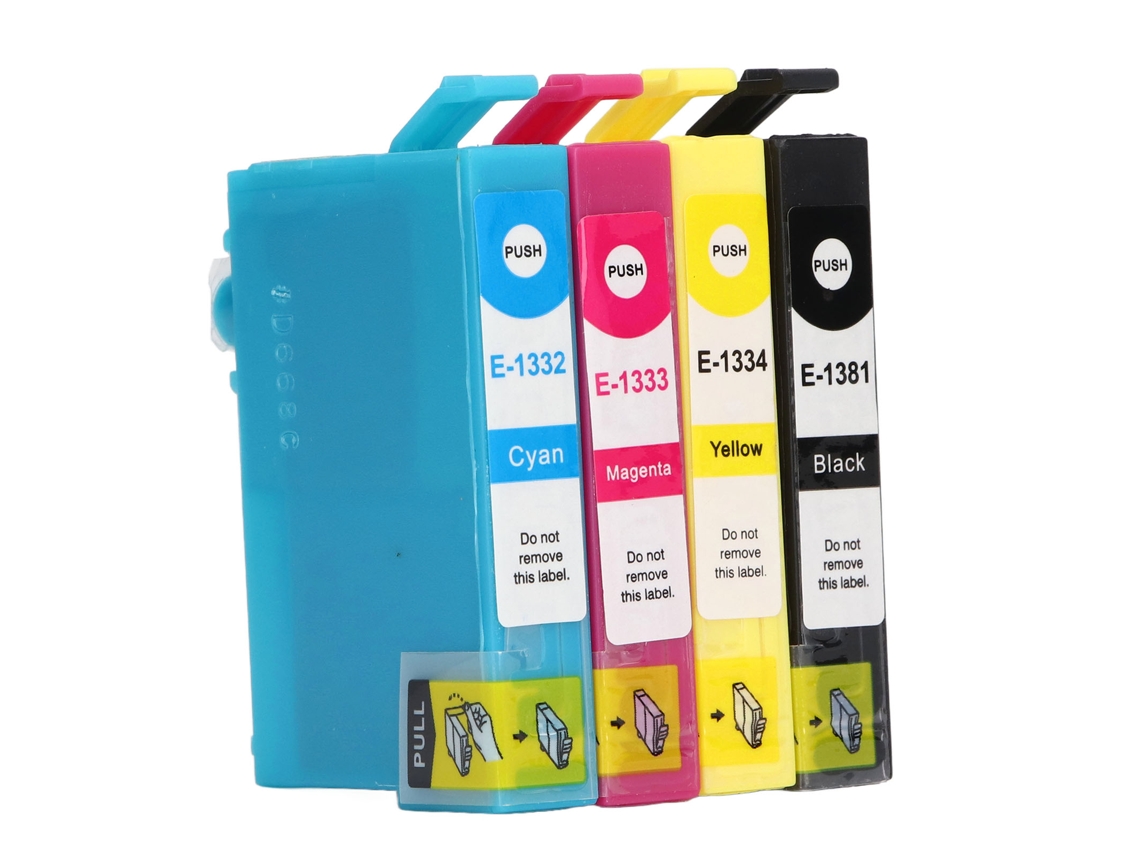 4 Cartuchos De Tinta Negra, Cian, Magenta Y Amarilla Resistentes A La Decoloración Para Stylus T1381, T1332, T1333 Y T1334.