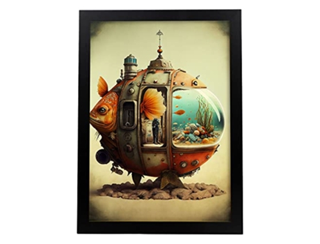 NACNIC Poster Submarino Vivo En Estilo Surrealismo Cinematográfico Ilustraciones Y Grabados De Historieta Abstracta Y Artística A3 Marcos Negros