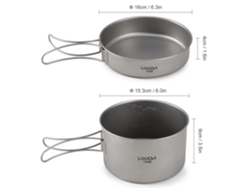 Juego De Utensilios De Cocina De Titanio Para Camping Con 2 Piezas, Asas Plegables Y Bolsa De Transporte Para Camping Y Uso Al Aire Libre.