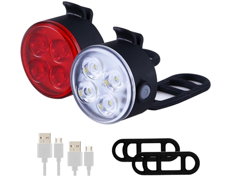Juego de luces para bicicleta, juego de luces para bicicleta recargable por USB (negro) CHRONUS