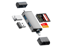 Lector de tarjetas USB 3.0 de aleación de aluminio multifuncional, compatible con tarjetas SD/TF, adecuado para PC, computadora portátil...