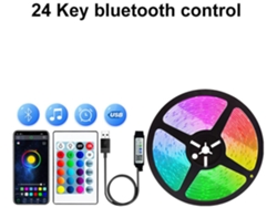 Tira De Luces Led De 5M, 90Led, Usb, Bluetooth, Rgb, 5V, Luz Trasera Led, Tira De Luz Flexible, Infrarroja, 24 Teclas, Control Remoto, CHRUI