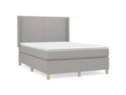 Maison Exclusive - Cama Box Spring Con Colchón Tela Gris Claro 140x200 Cm