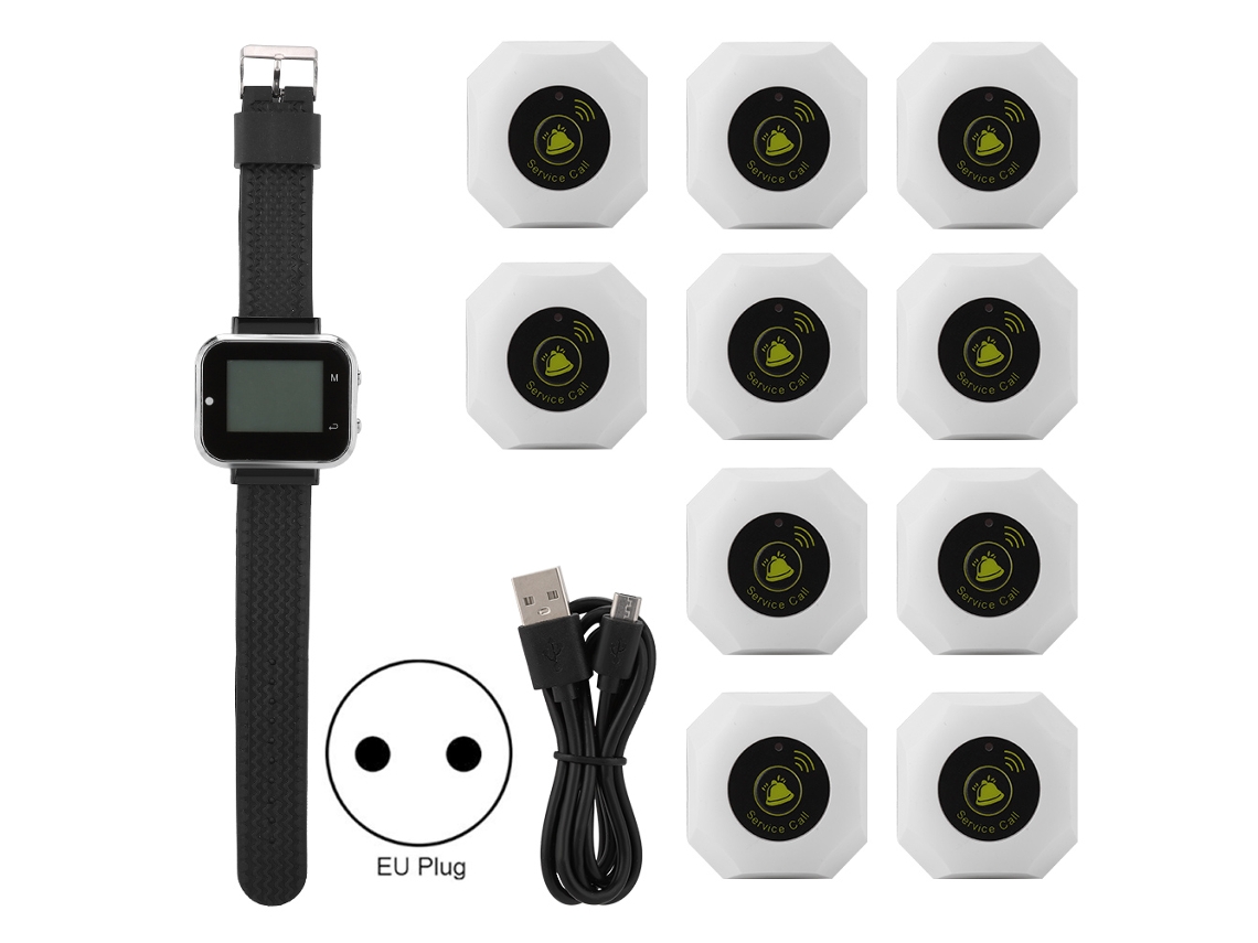 Conjunto De Localizador Inalámbrico Para Cuidador Botón De Llamada Inteligente Reloj Sistema De Localización Para Restaurantes
