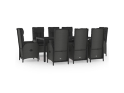 Maison Exclusive - Set Comedor Jardín 9 Pzas Y Cojines Ratán Sintético Negro Gris