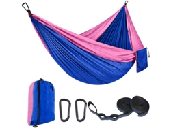 Hamaca sencilla Eifson con 51 correas y mosquetón, 270 x 140 cm (rosa, azul real)