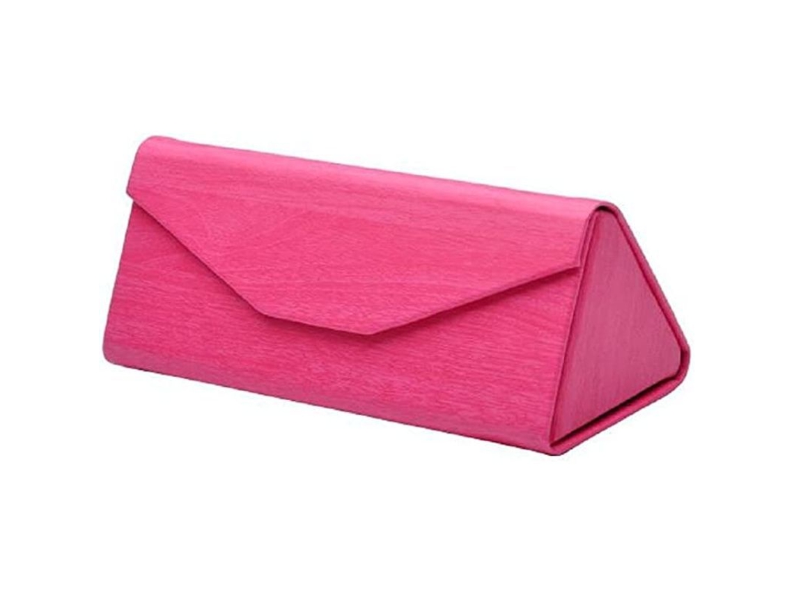 Estuche Rígido Triangular Plegable Para Gafas De Sol Con Cierre Magnético Y Toalla - Rojo/rosa