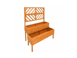 Relaxdays Jardinera Con Enrejado, 135 X 109 X 62 Cm, Madera, 2 Maceteros, Pantalla De Privacidad, Elevada, Naranja