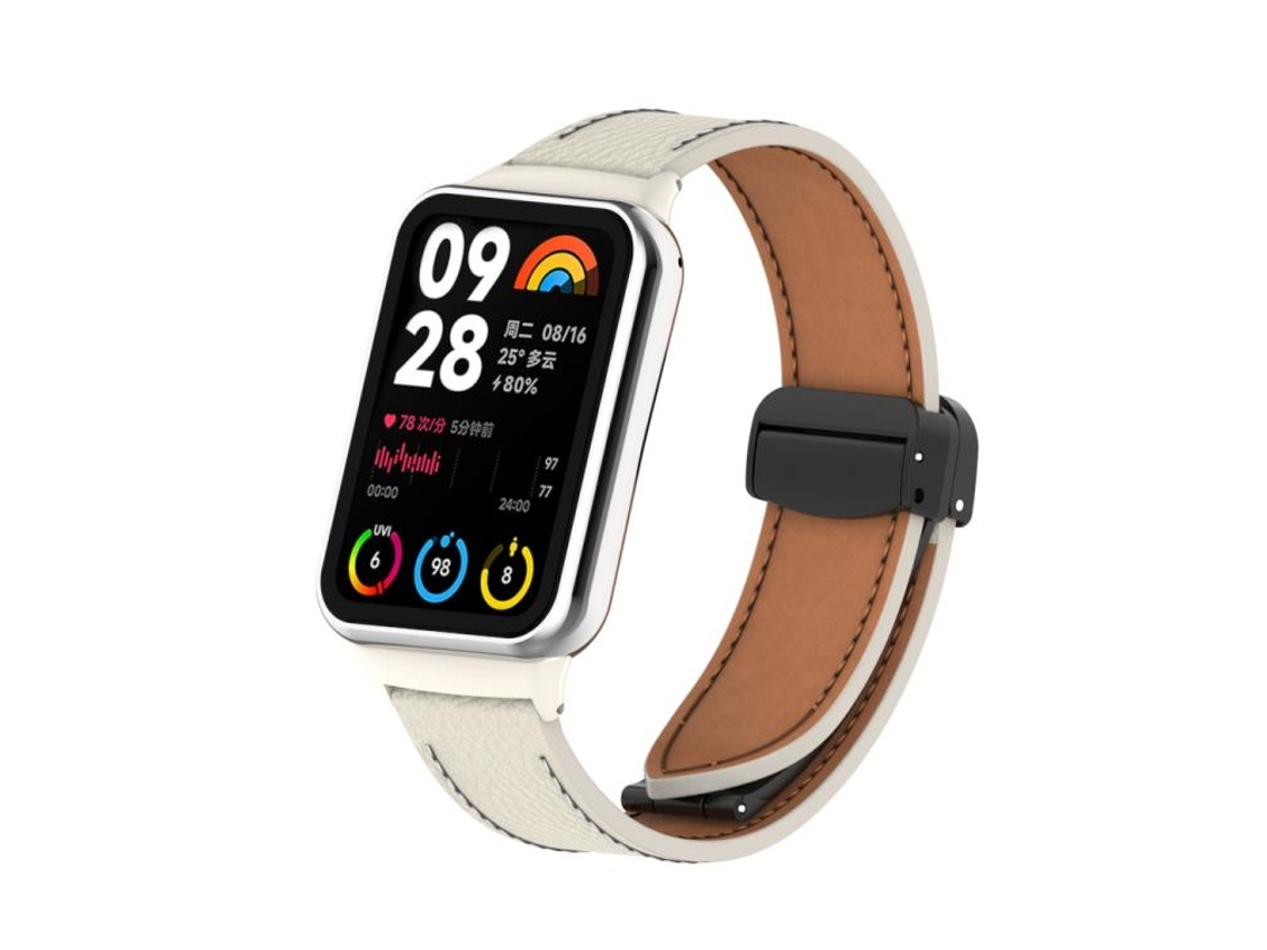 Correa para Redmi Watch 6 / 5 / Xiaomi Band 9 Pro - Piel - Cierre magnético - Negro - Textura de lichi