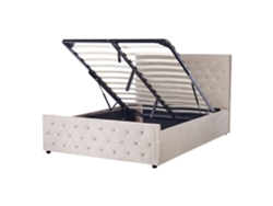 Cama con somier BELIANI Amiens de Terciopelo Beige 151x217x109