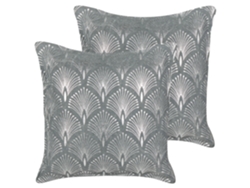 Juego de cojines decorativos hechos a mano BELIANI Hoya de Algodón Gris 45x45x6