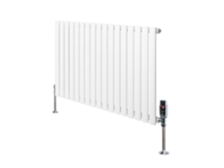 Radiador ovalado de una sola columna de 600x1020 mm - Blanco, 970 W, acero al carbono, cromado. Válvulas termostáticas, soportes y kit incluidos.