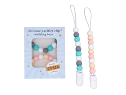 2 Clips De Silicona Para Chupete De Bebé, De Una Pieza, Con Perlas, 24 Cm, Para Baby Shower, Cumpleaños, Navidad.