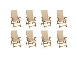 Sillas de jardín plegables DKD Home Decor de 8 piezas con cojines, madera maciza de acacia