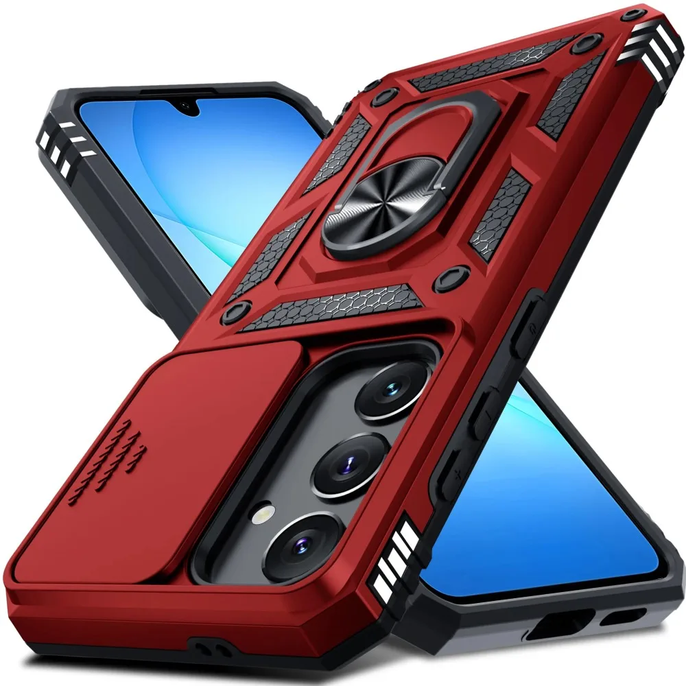 (rojo, Galaxy A35) Funda Protectora Resistente Para Samsung, Con Tapa Deslizante Para La Cámara.