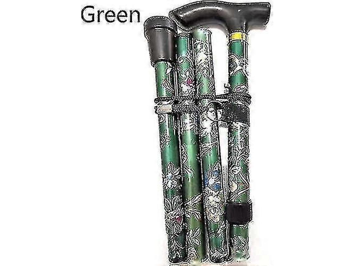 Bastón plegable ajustable de aluminio con estampado floral, ideal para senderismo y acampada. Ayuda de movilidad duradera.