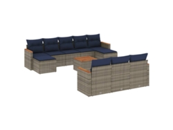 Maison Exclusive - Conjunto De Sofá De Jardín De 11 Piezas Con Cojines, Poliratán Gris
