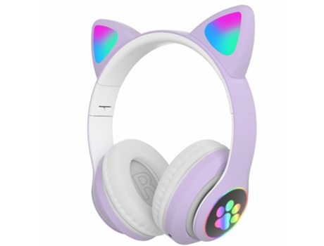 Auriculares Bluetooth Cat Ear Wireless Led Light Up Over On Ear Com/Micrófono para Iphone/Ipad/Kindle/Laptop