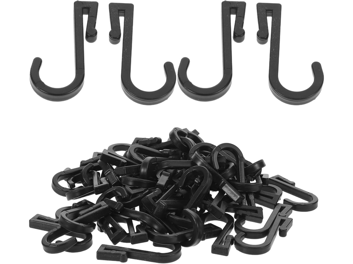 100 2 Paquete Utilitario De Ganchos En Forma De S De Plástico Negro, Planos, Mm, Sin
