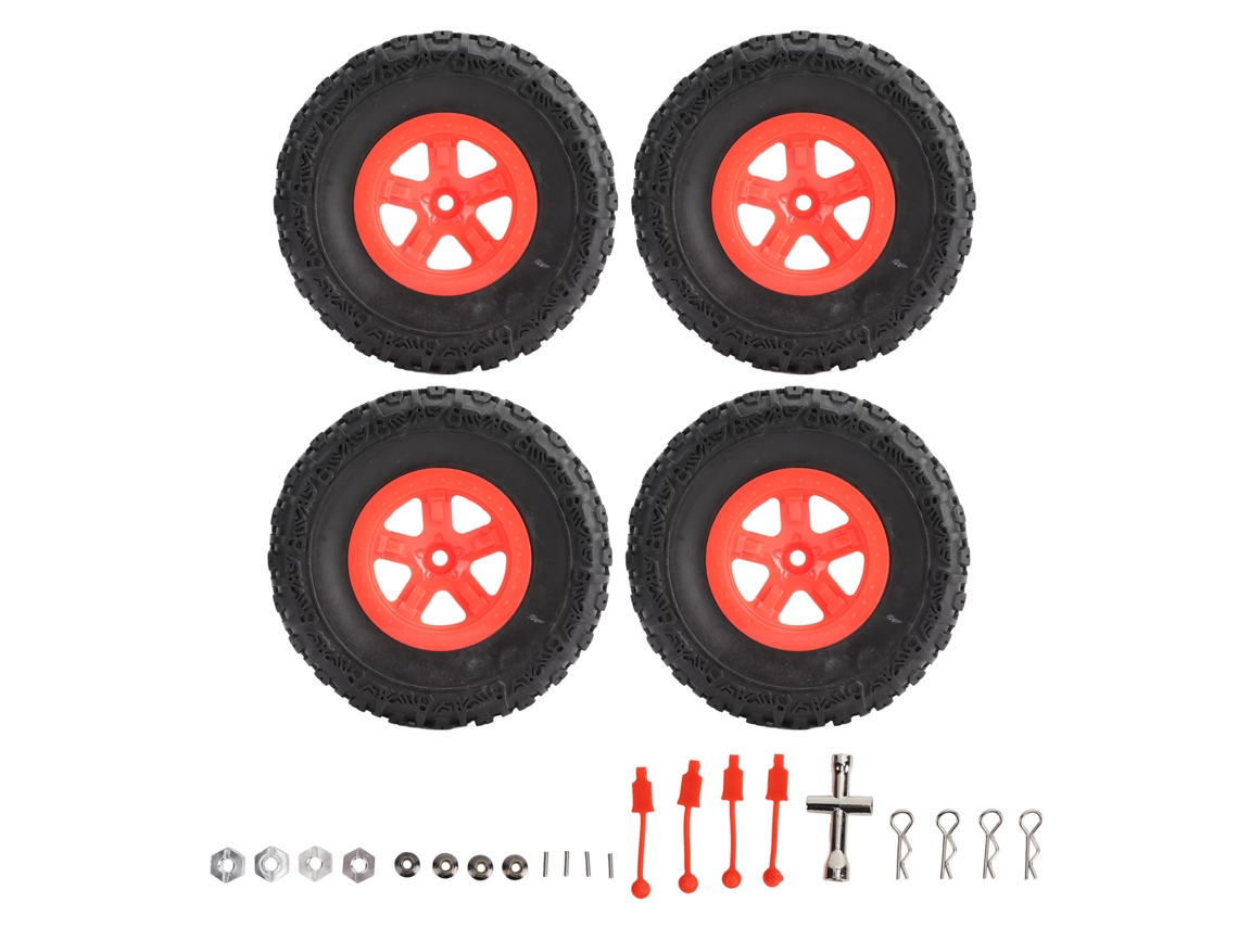 4 Neumáticos Y Llantas Rc Para Camión Rc Corto Para Traxxas Slash 1/10 Rc Car Rojo