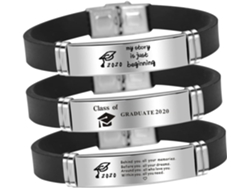 Conjunto De 3 Pulseras De Graduación, Acero Inoxidable Y Silicona, Diseño Elegante.