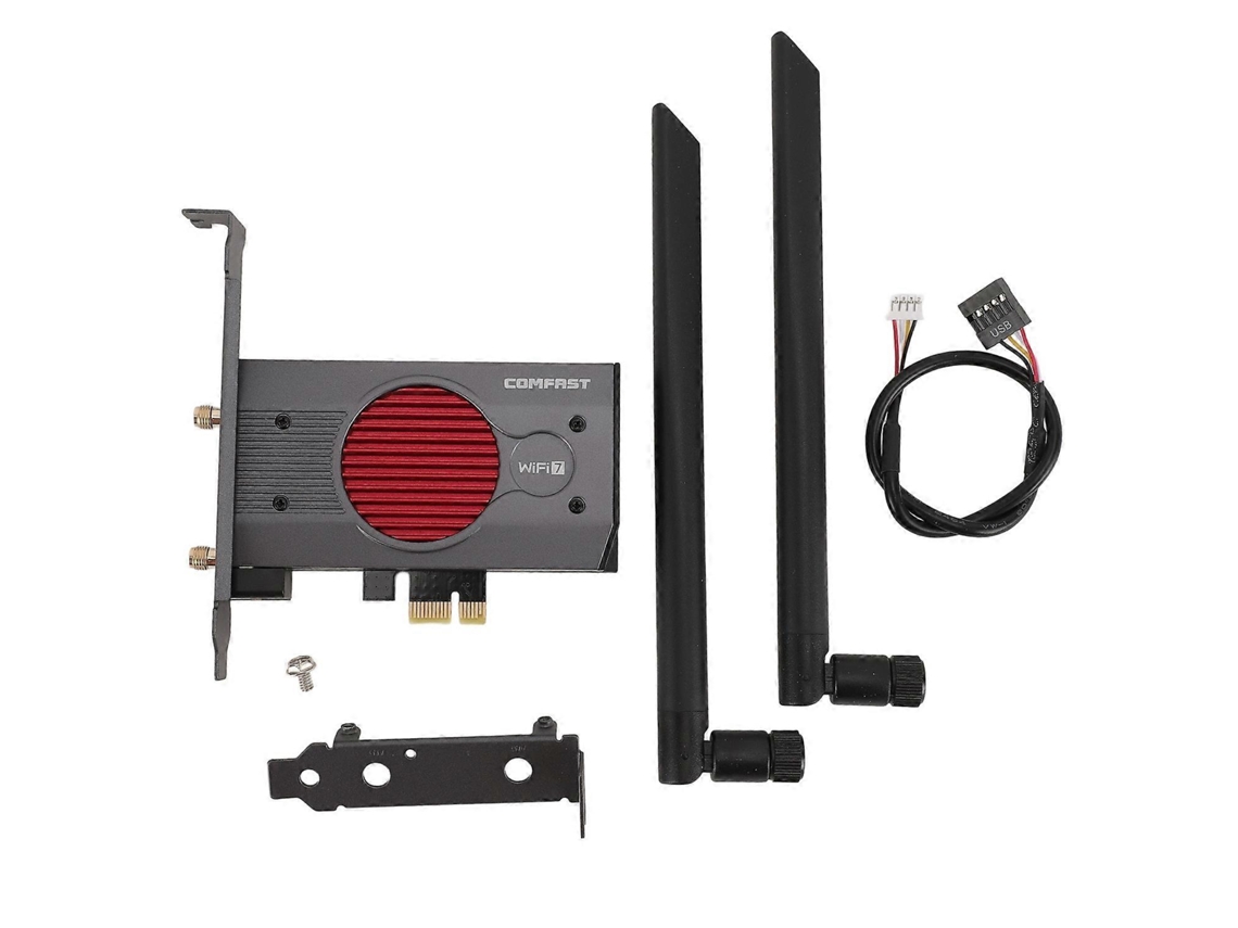 Tarjeta de red inalámbrica Wireless Fidelity 7 Be200 de 3 bandas y 8774 Mbps, adaptador PCIe con 2 antenas de alta gama
