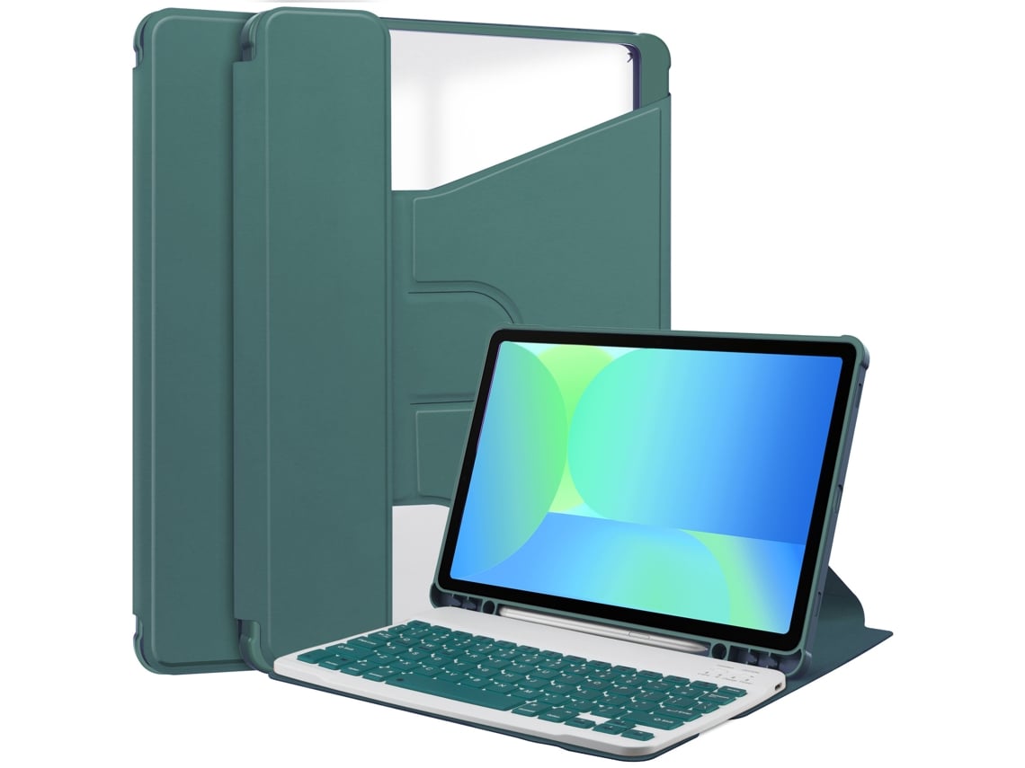 Capa Para Samsung Galaxy Tab S9 Com Ranhura Para Caneta Adicionar Teclado Português Verde Escuro