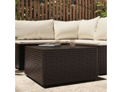 Mesa de Centro de Apoyo Cuadrada para Jardín 50X50X30 cm Mimbre Pe Castaño
