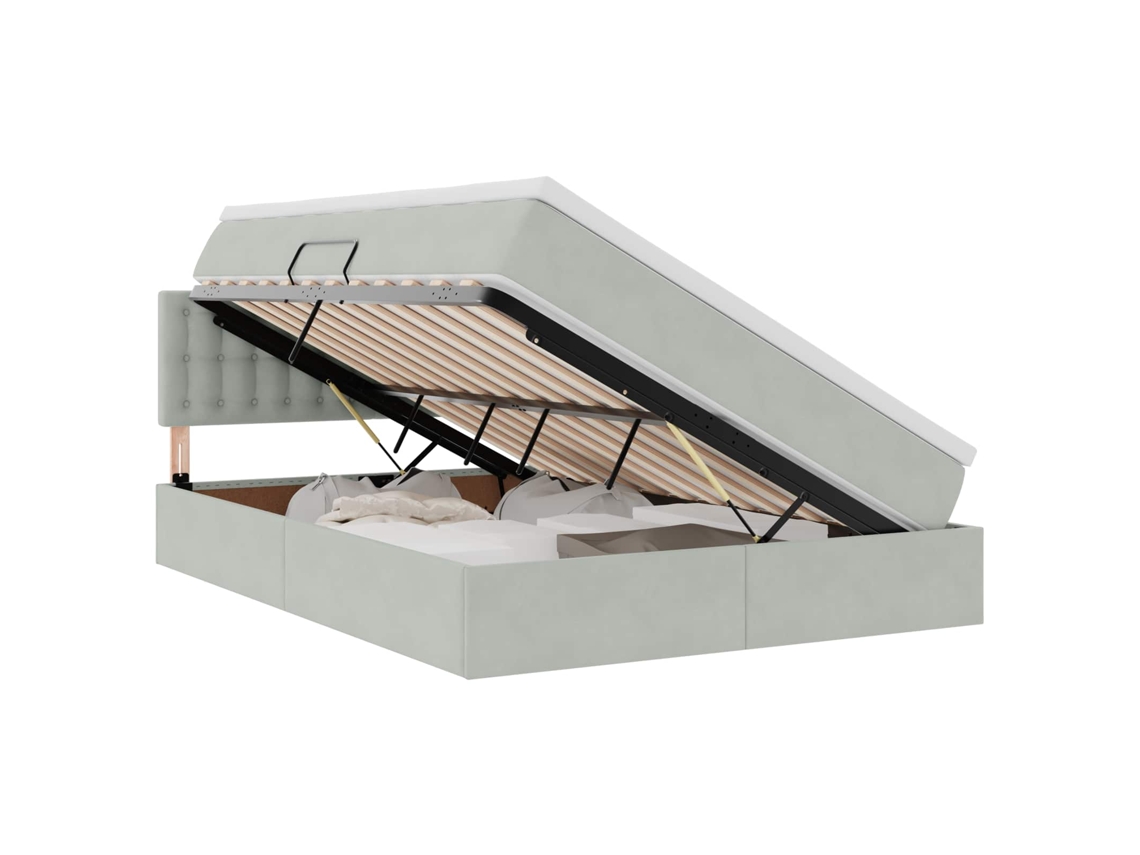 Maison Exclusive - Cama Con Almacenamiento Y Led Con Led Gris Claro 140 X 200 Cm