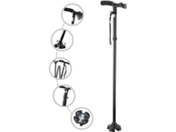 Bastón plegable con luz LED y alarma - Reposabrazos ajustable y bastón para mayor seguridad de las personas mayores