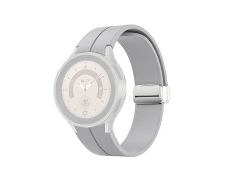 Correa de Silicona con hebilla desplegable plateada para Samsung Galaxy Watch 5 Pro 45mm/Watch 5 44mm 40mm - canoso