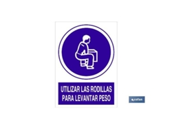 Señal adhesiva 148x105mm utilizar las rodillas para levantar peso