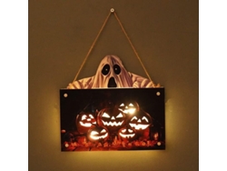 Cartel Colgante De Calabaza De Halloween Con Logo Led Fantasma Decoración De Puerta Bienvenida Para Halloween