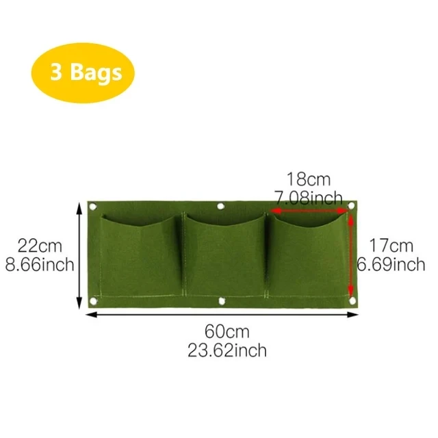 Vaso de parede MDUG com 3 compartimentos, ferramenta de jardinagem