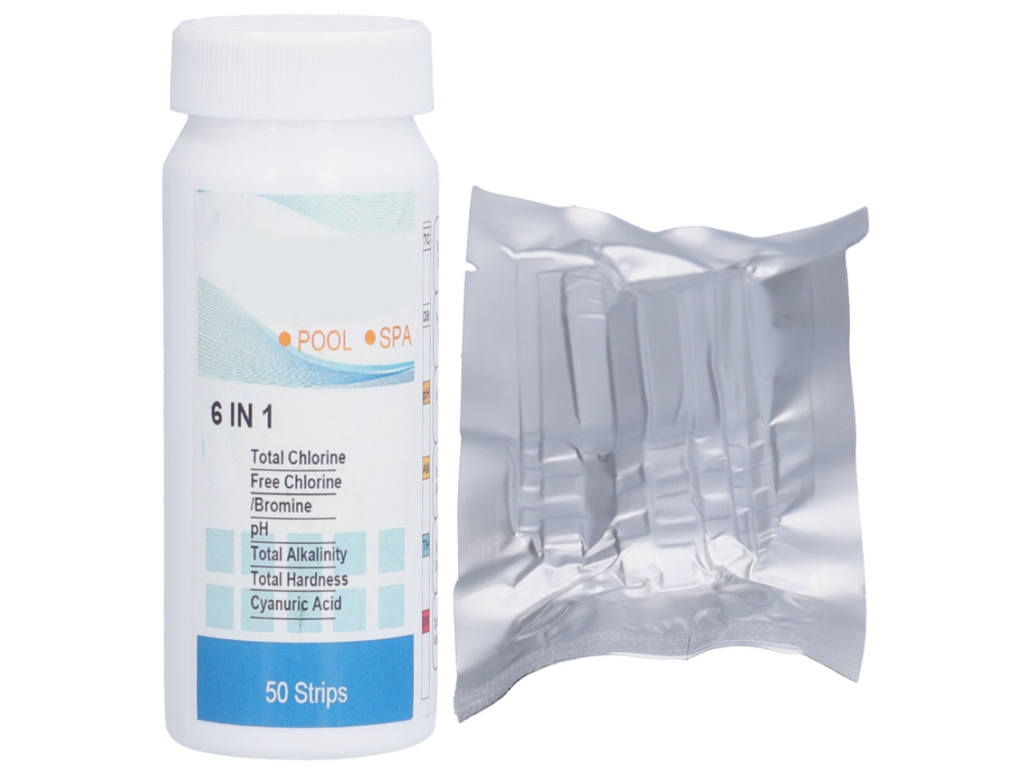 Papel Para Análisis De Agua De Piscinas, Spas Y Acuarios 6 En 1. Rápido Y Fácil De Usar. 50 Unidades.