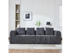 Sofá Esquinero Modular 260x94,5x80 Cm - 3 Plazas, Espuma De Alta Densidad, Montaje Libre, Terciopelo Con Reposabrazos, Asiento Profundo - Gris Oscuro
