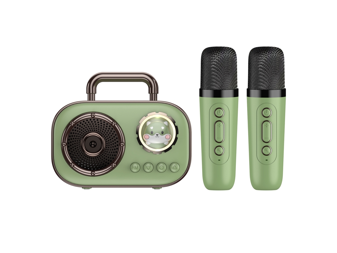Máquina de karaoke, bonito altavoz Bluetooth con 2 micrófonos, regalo para el Día del Niño Cuich (verde)