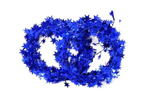 2 rollos de guirnaldas de oropel de estrellas brillantes con alambre para árbol de Navidad, fiesta, adorno festivo, azul