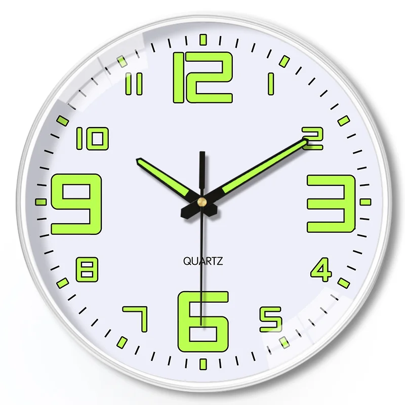 Reloj De Pared De Vidrio Plástico Luminoso Moderno (14 Pulgadas), Reloj De Pared Luminoso Silencioso, Alimentado Por Pilas Aa.