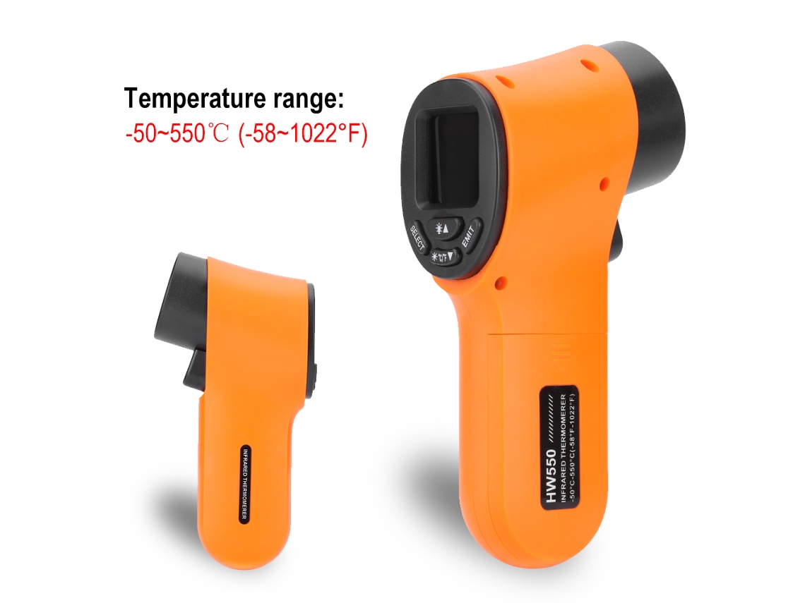 Termómetro Infrarrojo Digital -50~550℃ Con Pantalla Lcd Y Posicionamiento Láser 12:1