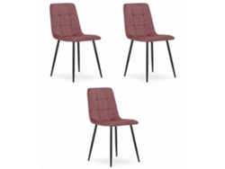 Silla Kara Terciopelo Rosa / Patas Negras X 3 Leobert