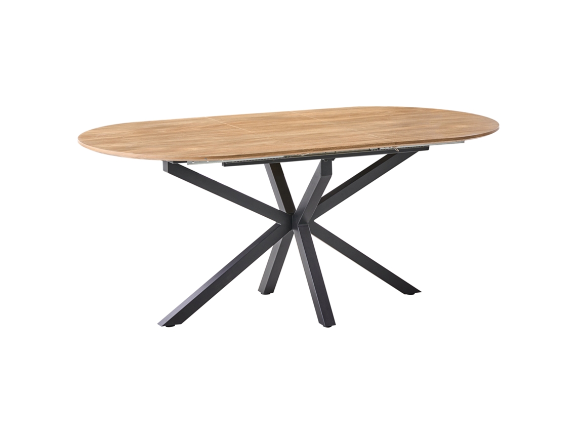 Mesa de comedor extensible Beliani Macquarie en MDF marrón 90x180x75