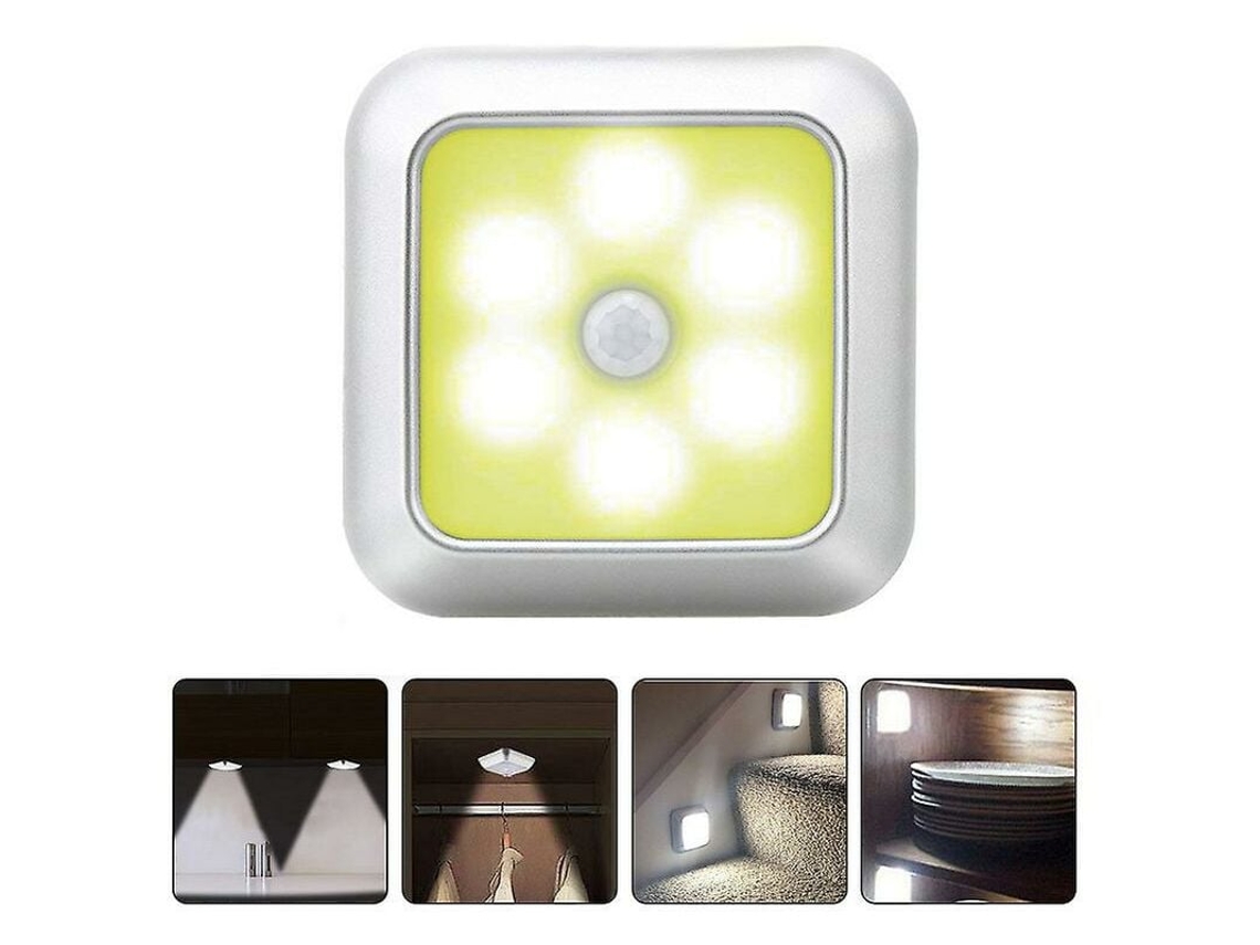 Luz LED con sensor de movimiento inalámbrico, funciona con pilas, luz blanca cálida con función de activación por movimiento para cocina, dormitorio y baño (1 unidad)