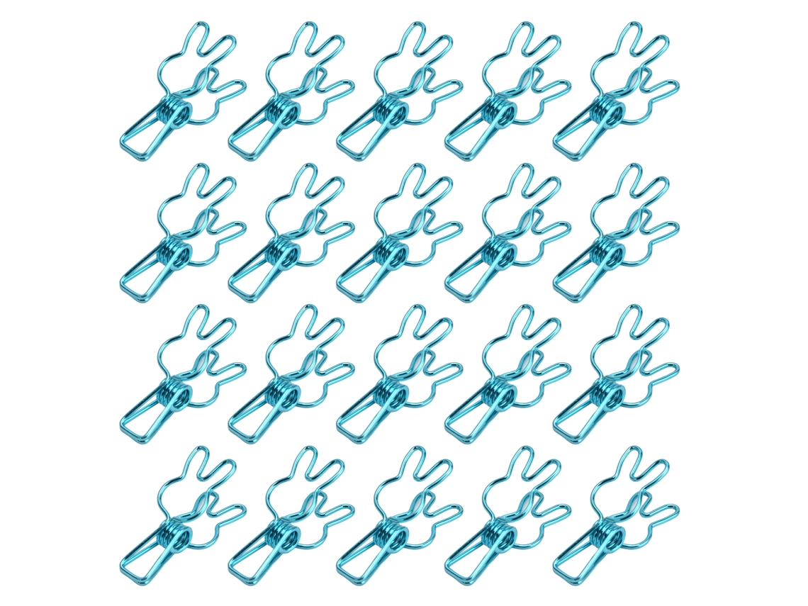 20 Pinzas Metal Placas Electroplacas Clips Multiusos Resorte Fuerte Azul