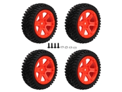 4pcs Neumáticos De Caucho Rc Ruedas Hex 12mm Conjunto De Neumáticos Para Coche Rc Escala 1/16 Rojo