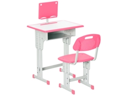 Conjunto Mesa Cadeira Infantil 6+ Altura Ajustável Gaveta Estante Rosa