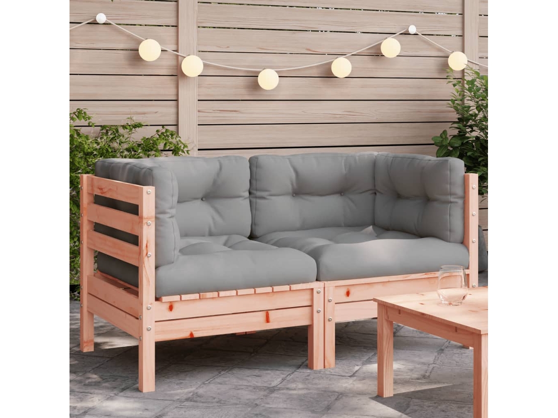 Sofá Esquinero De Jardín | Sofá De Exterior Con Cojines 2 Uds Madera Abeto Douglas Wsd173928