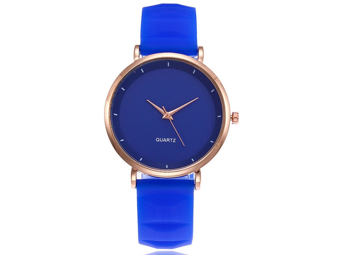 Reloj De Pulsera De Aleación Con Esfera Redonda, Reloj Analógico De Cuarzo Azul Real Para Parejas.